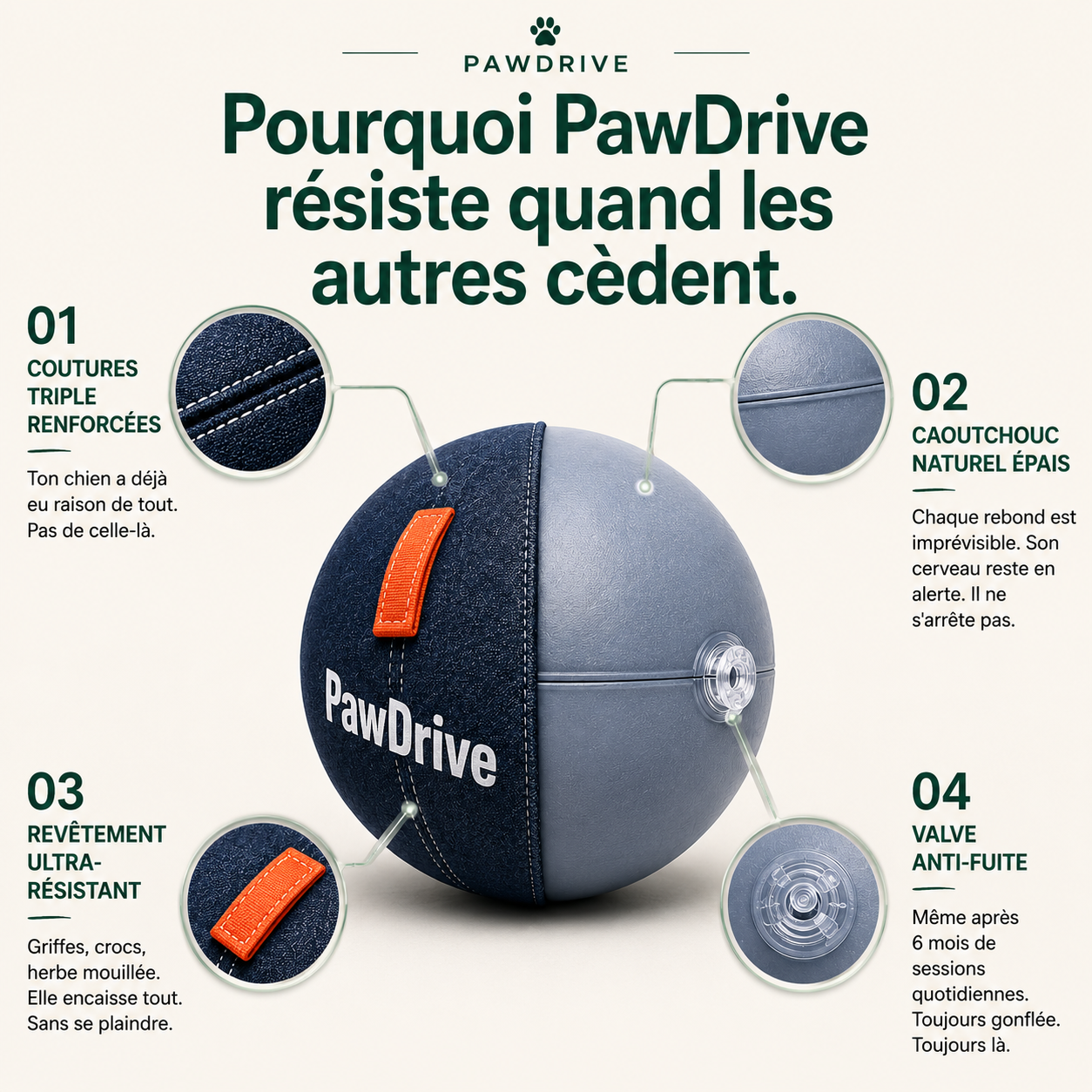 PawDrive™ La balle interactive ultra-résistante